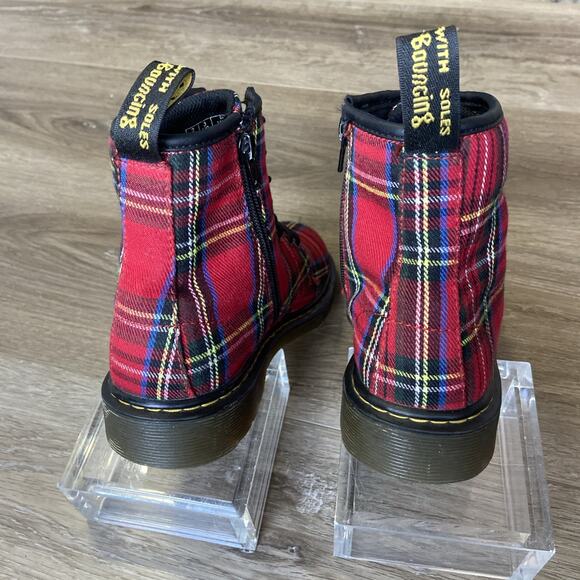 Dr. Martens Combat Boots Youth Sz 3 Tartan J Red Plaid - Picture 5 of 10